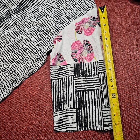 HABITAT Art to Live In Linen Women Top Geometric Print Pullover Large Relaxed - Picture 8 of 9